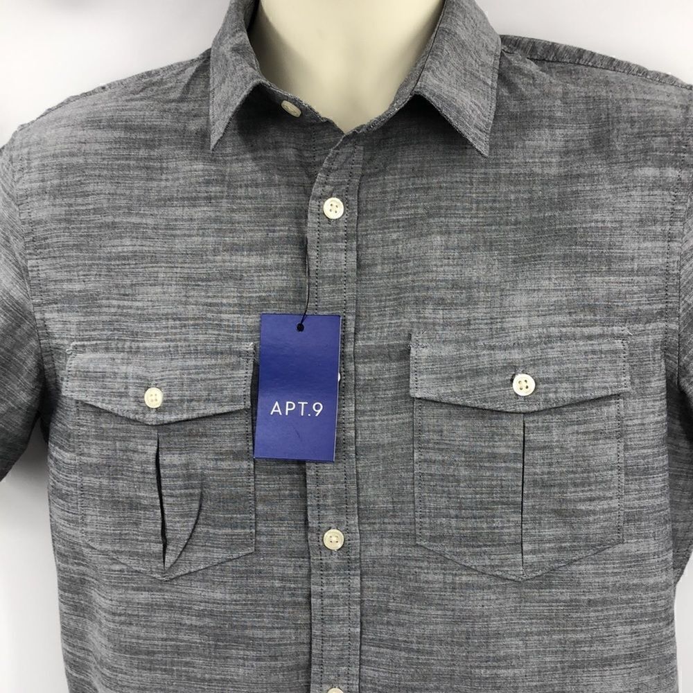 Apt 9 new with tags heather gray men’s button up shirt